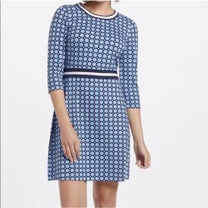 Draper James Presley Ponte Knit Dress Women’s Size Medium Blue White Dots